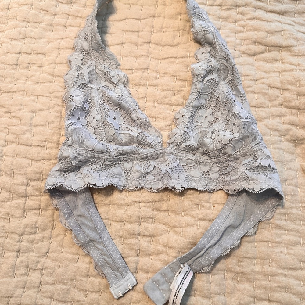 Free people intimately Lace Halter Bralette in Soft Gray